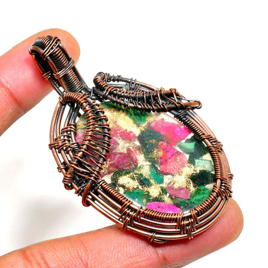 Harmony’s Embrace – Watermelon Tourmaline Copper Pendant