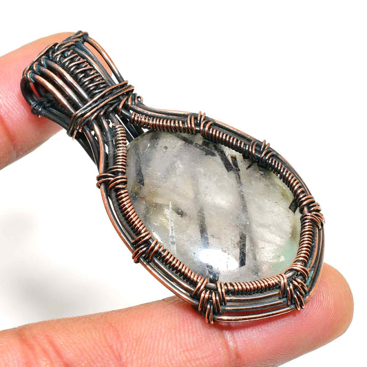 Gaia’s Whisper – Oxidized Copper Gemstone Pendant