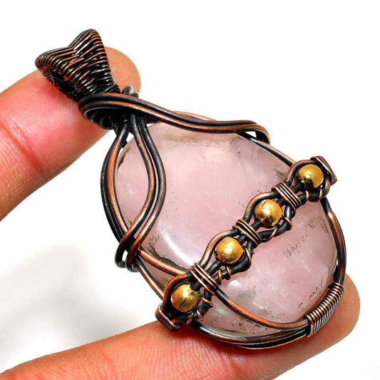 Tranquil Heart – Rose Quartz Copper Pendant