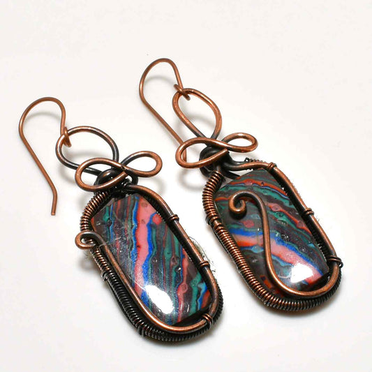 Radiant Muse – Copper-Wrapped Gemstone Earrings