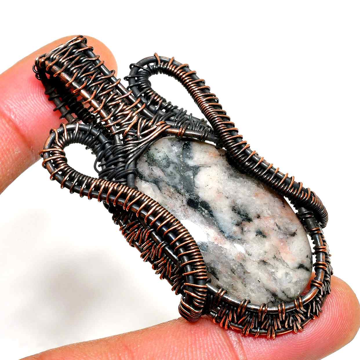 Ember’s Embrace – Oxidized Copper Earthstone Pendant