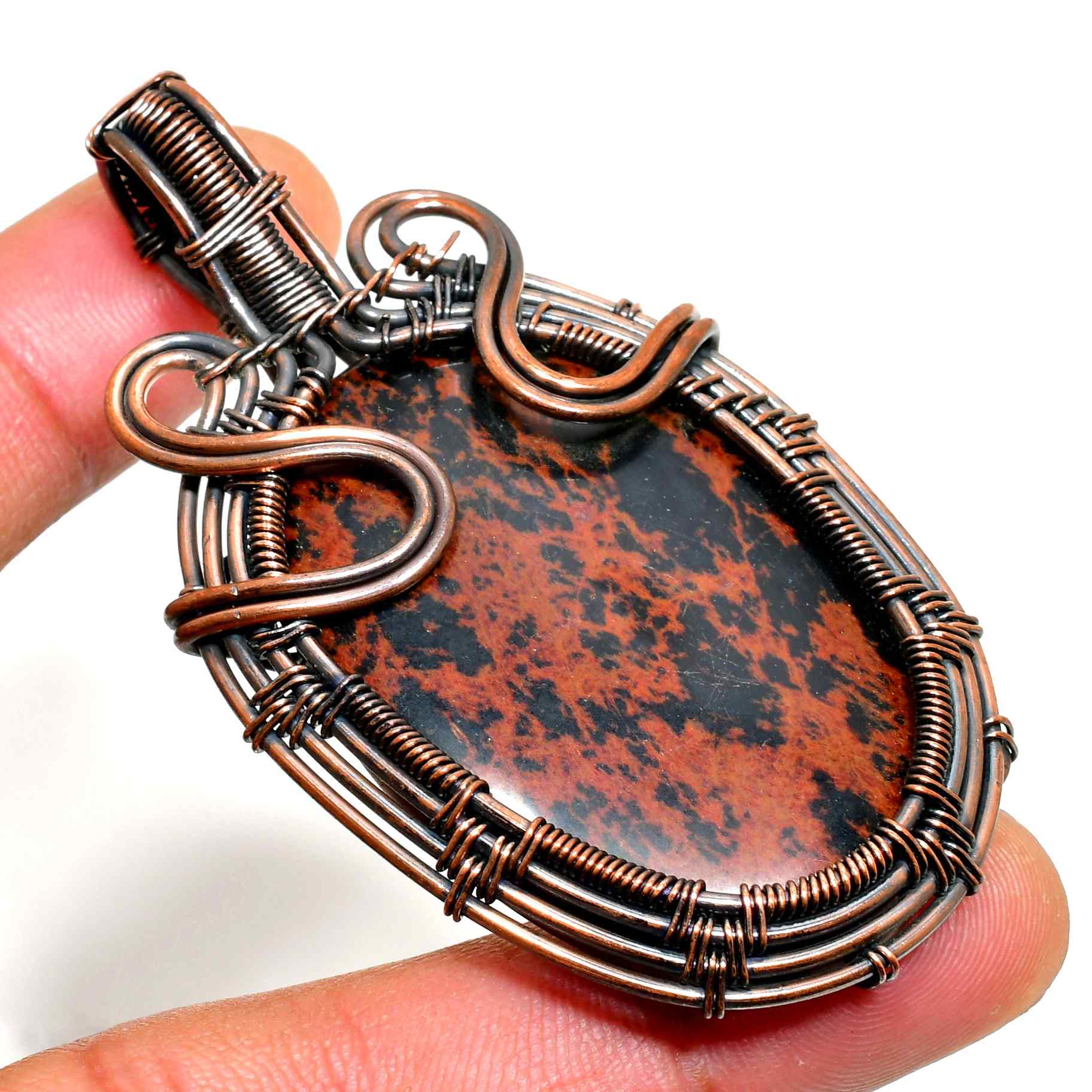 Gaia’s Embrace – Natural Stone Copper Pendant