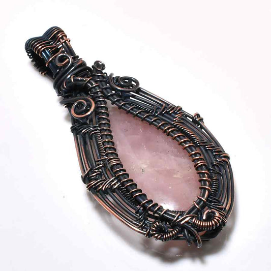 Ezra’s Veil – Rose Quartz & Copper Harmony Pendant