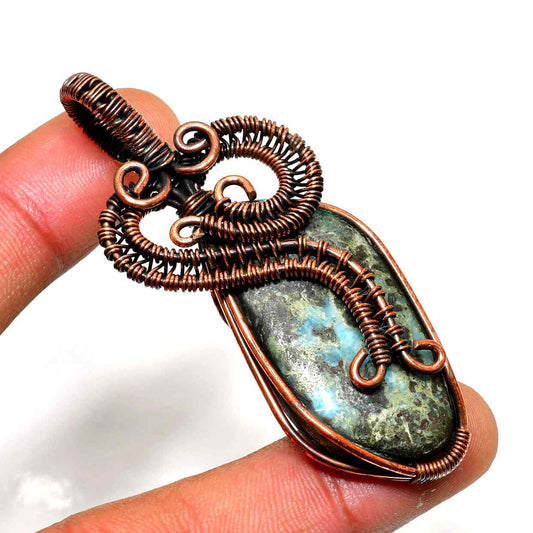 Gaia’s Embrace – Oxidized Copper & Gemstone Pendant