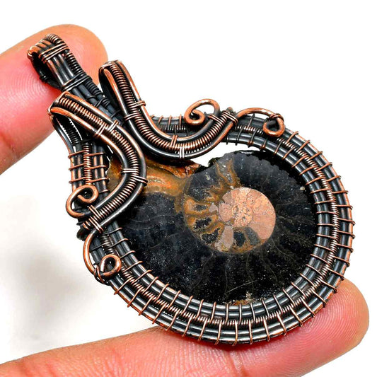 Earth’s Echo – Ammonite Copper Pendant