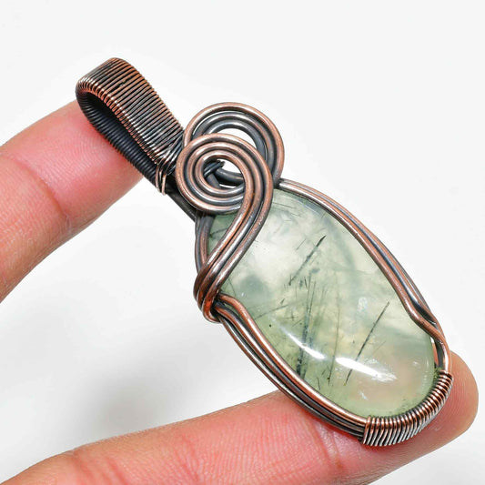 Gaia’s Embrace – Green Quartz Copper Pendant