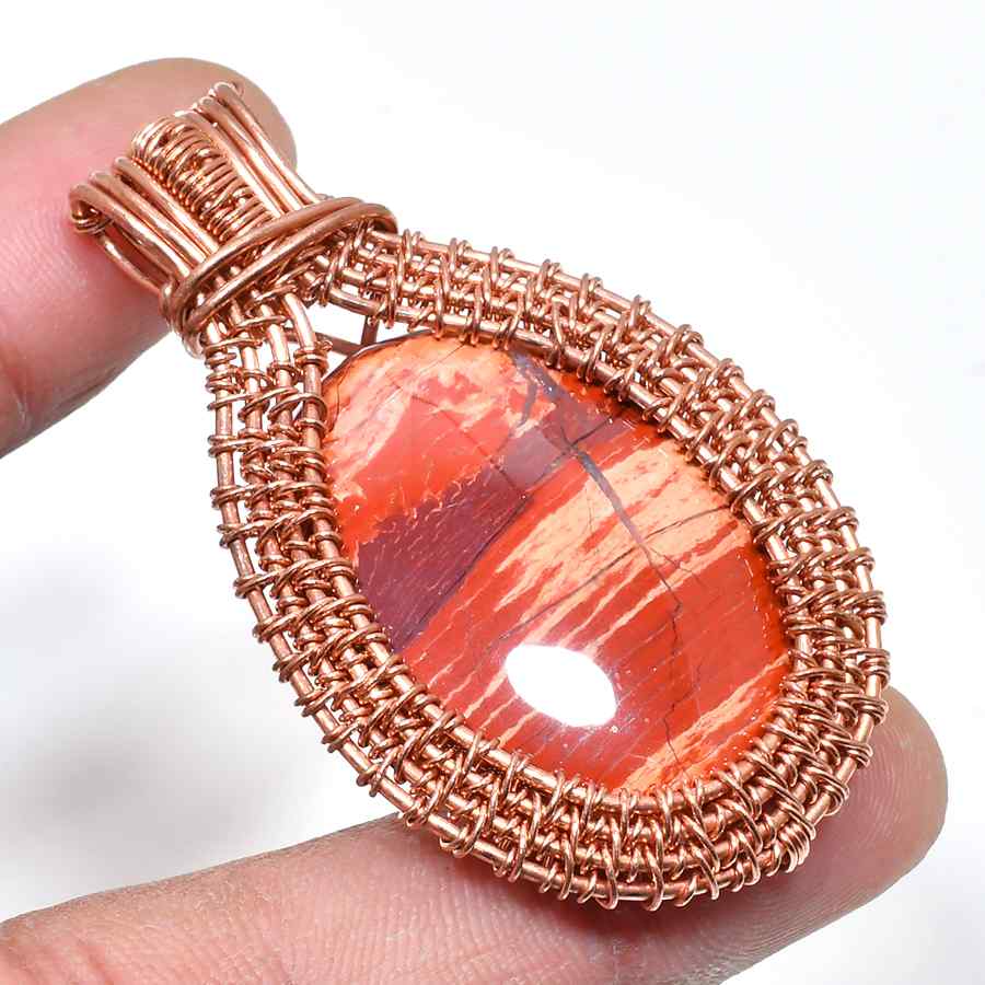 Ember’s Embrace – Red Tiger’s Eye Copper Pendant