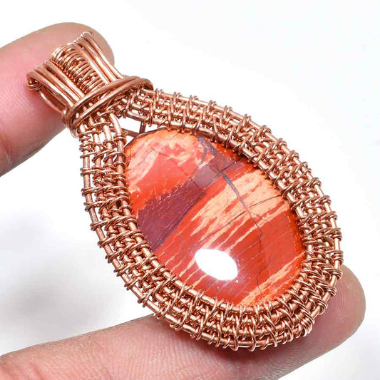 Ember’s Embrace – Red Tiger’s Eye Copper Pendant