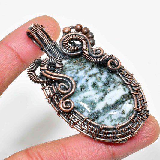 Earth’s Embrace – Copper-Wrapped Natural Stone Pendant