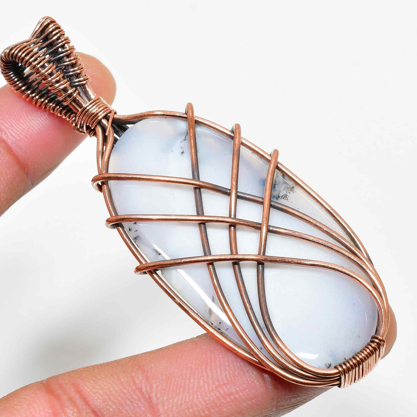Aria’s Embrace – Copper-Wrapped Opal Pendant