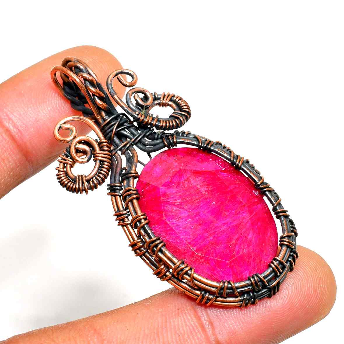 Ember’s Embrace – Ruby Copper Pendant