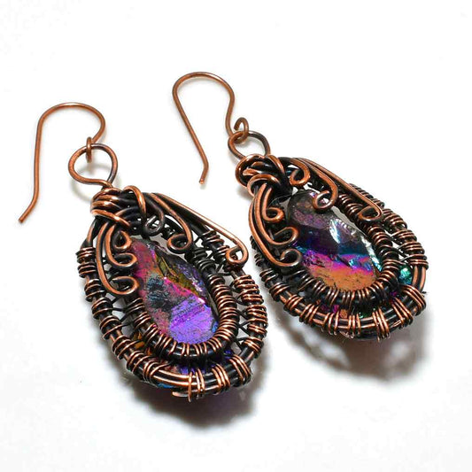 Clarity’s Embrace – Amethyst Copper Earrings