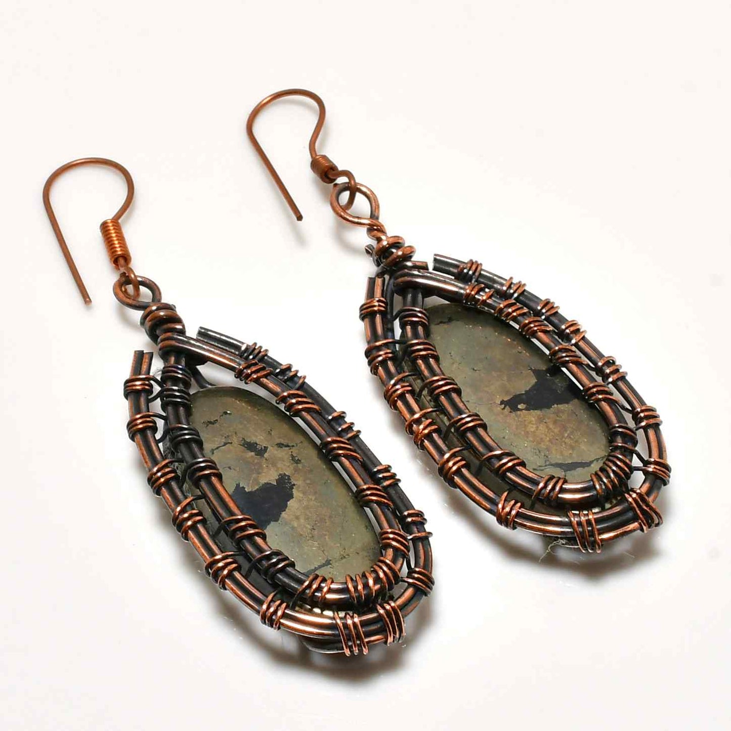 Grounded Grace – Oxidized Copper Gemstone Earrings
