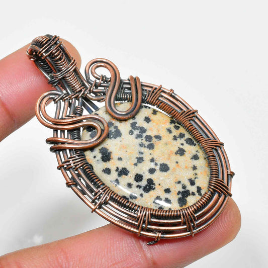 Dappled Joy – Dalmatian Jasper Copper Pendant