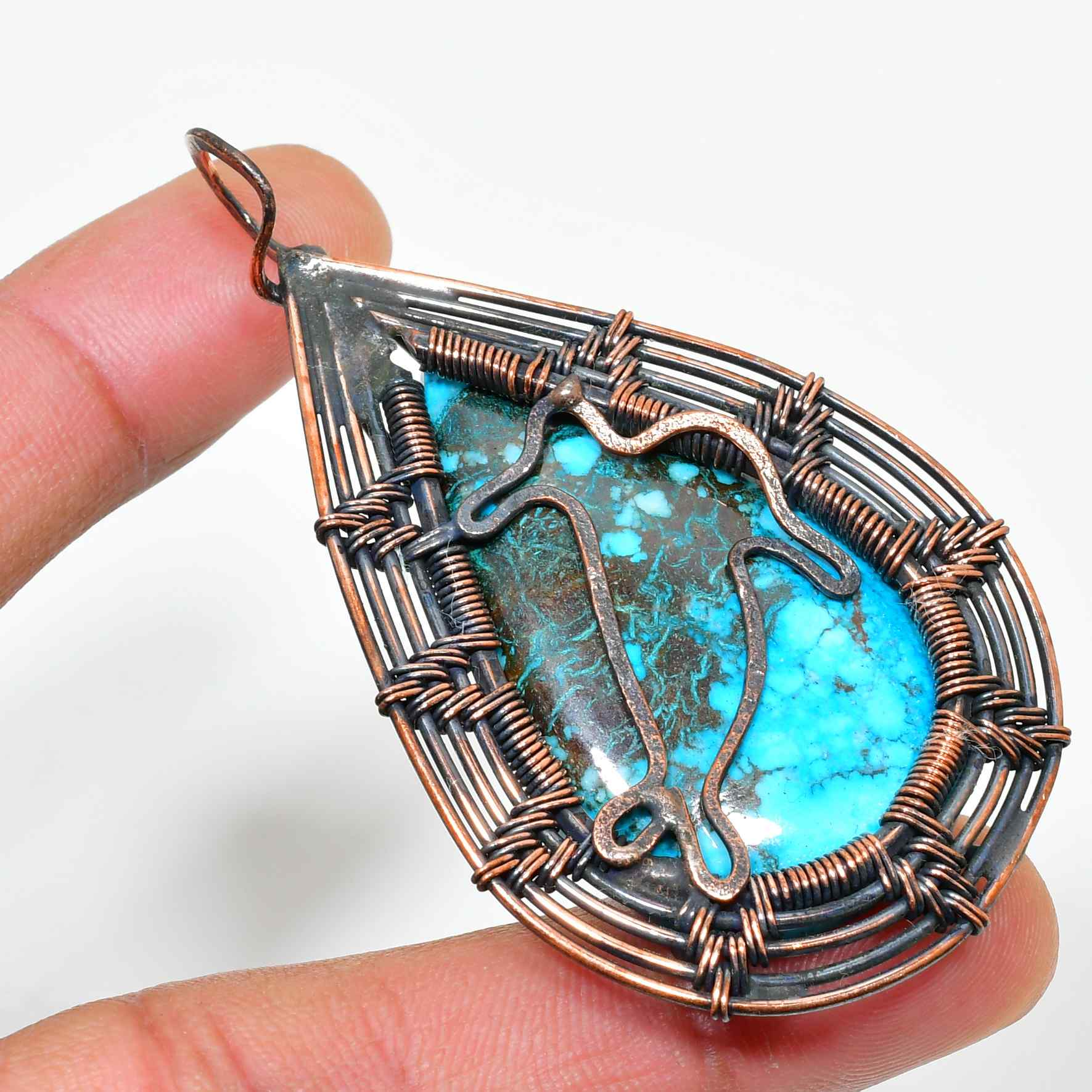 Desert Muse – Natural Turquoise & Oxidized Copper Pendant