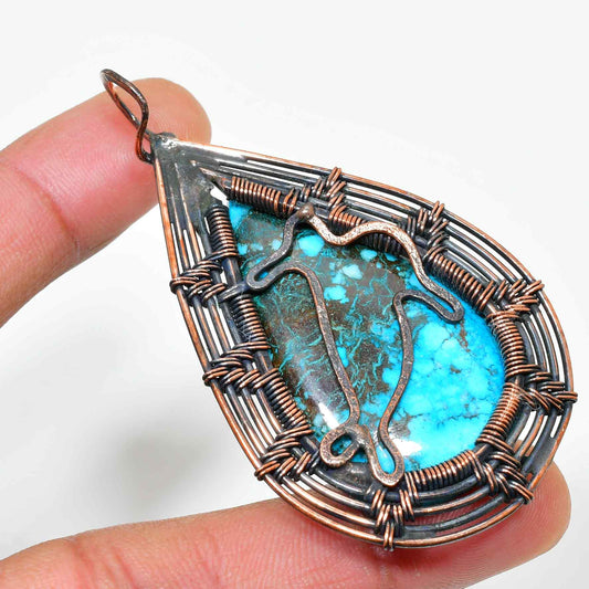 Desert Muse – Natural Turquoise & Oxidized Copper Pendant