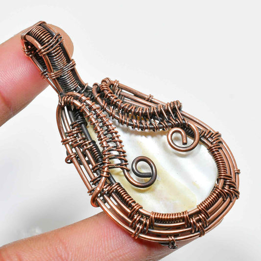 Ezra’s Veil – Rose Quartz Copper Wire-Wrapped Pendant