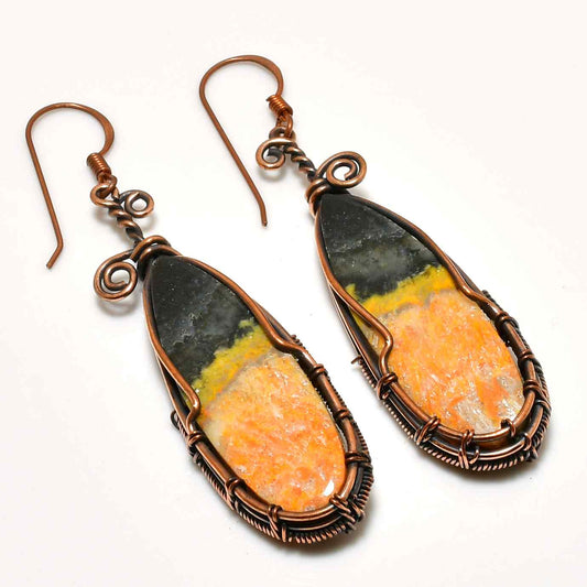 Elemental Harmony – Oxidized Copper Gemstone Earrings