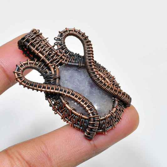 Ezra’s Veil – Amethyst & Oxidized Copper Pendant