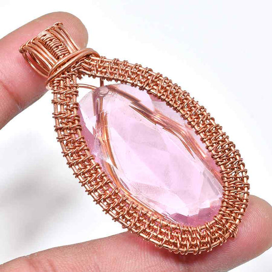Ezra’s Veil – Rose Quartz Copper Pendant