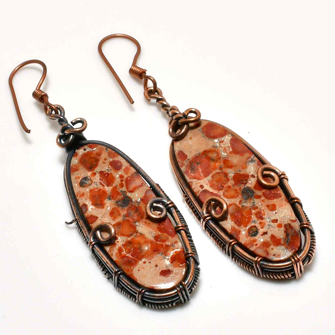 Gaia’s Ember – Red Jasper Copper Earrings
