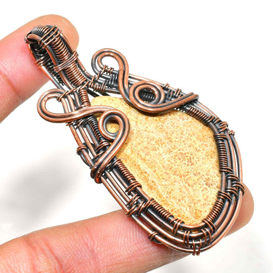 Serenity’s Embrace – Copper-Wrapped Natural Stone Pendant