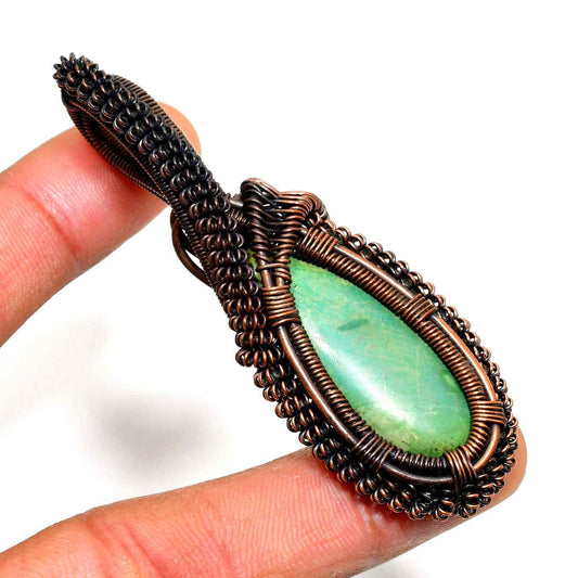 Verdant Serenity – Oxidized Copper Green Stone Pendant