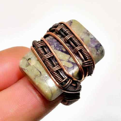 Serenity Stone – Oxidized Copper Wire Ring