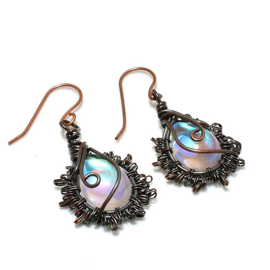 Celestial Glow – Opal Quartz Copper Earrings