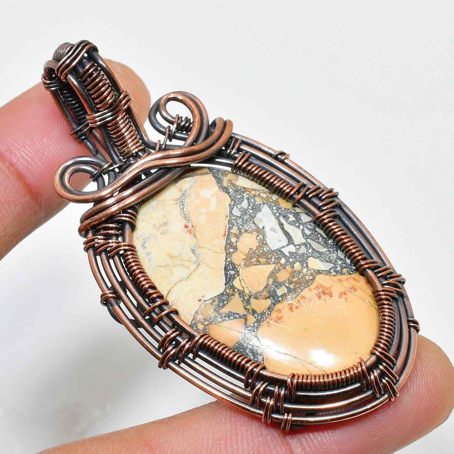 Jasper Reverie – Copper Wire Pendant