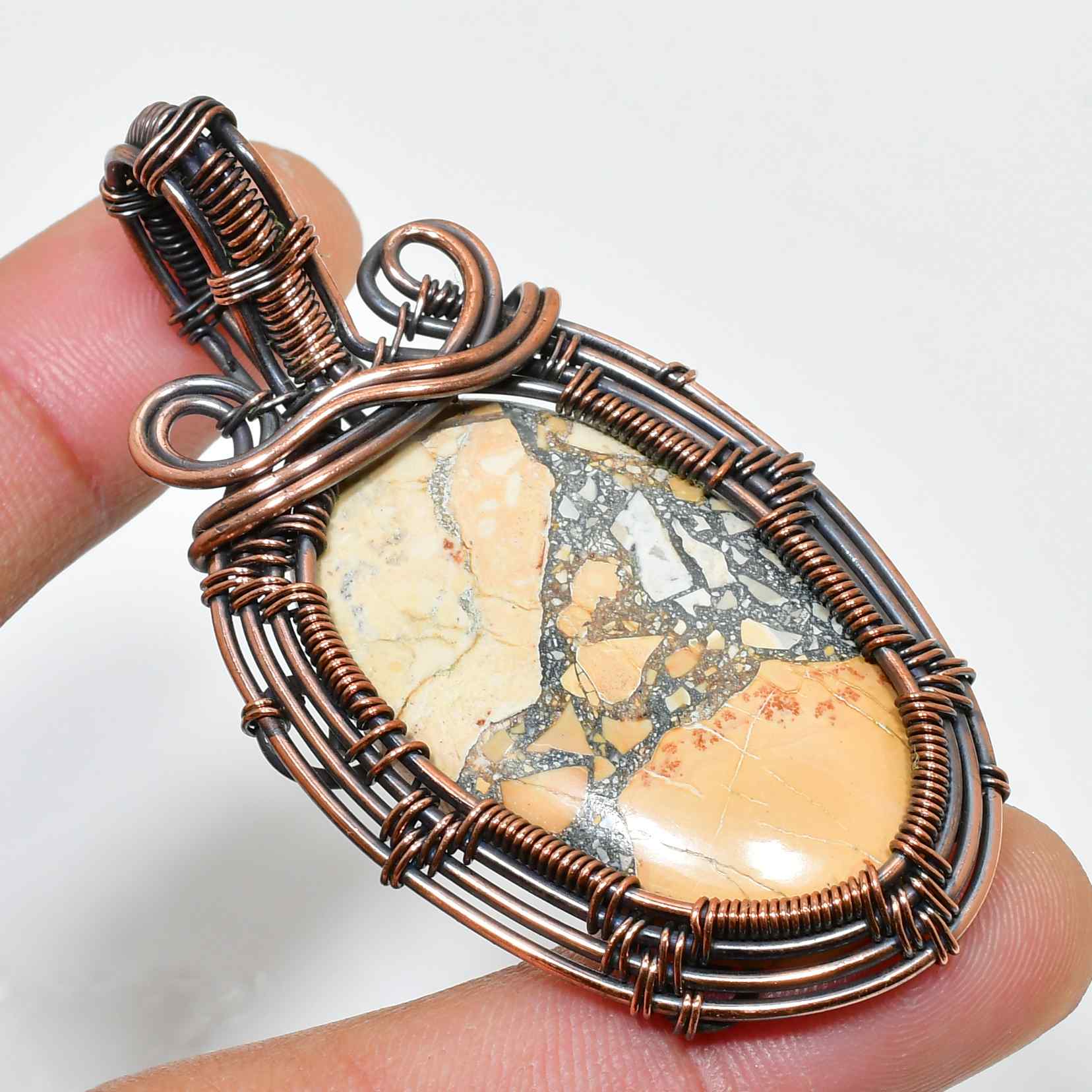Jasper Reverie – Copper Wire Pendant
