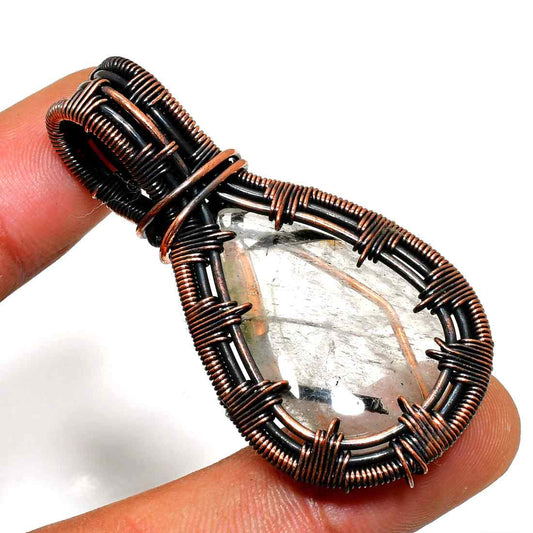 Elysian Dreamcatcher – Clear Quartz Copper Pendant