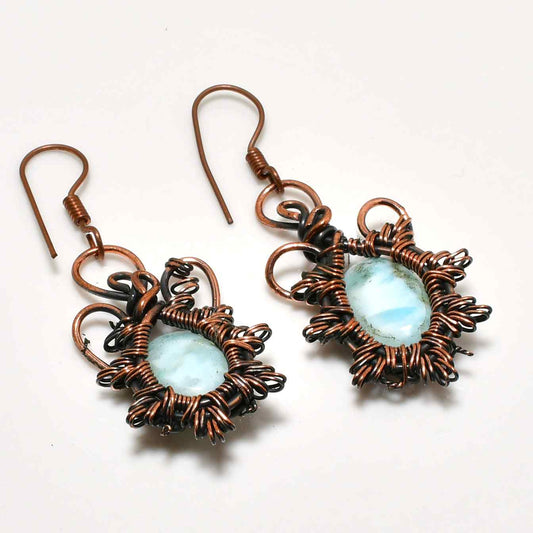 Serenity’s Tide – Aquamarine Copper Earrings