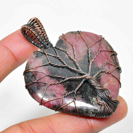 Serenity’s Embrace – Rhodonite Copper Pendant