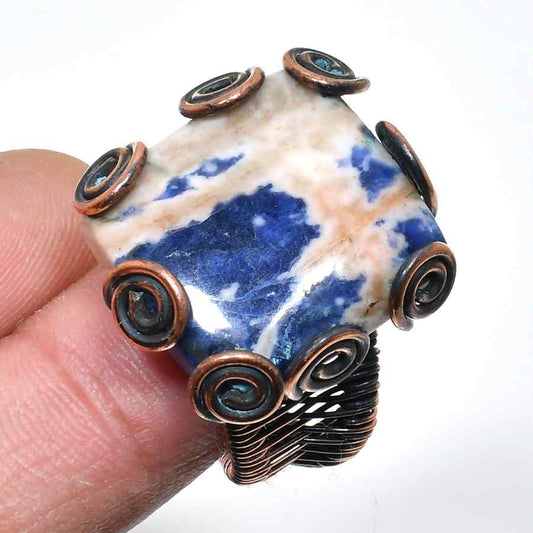 Harmony’s Embrace – Sodalite & Oxidized Copper Ring