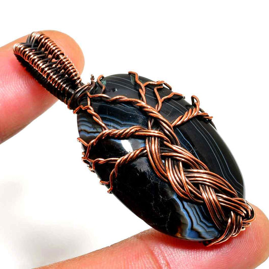 Gaia’s Embrace – Agate Tree of Life Copper Pendant