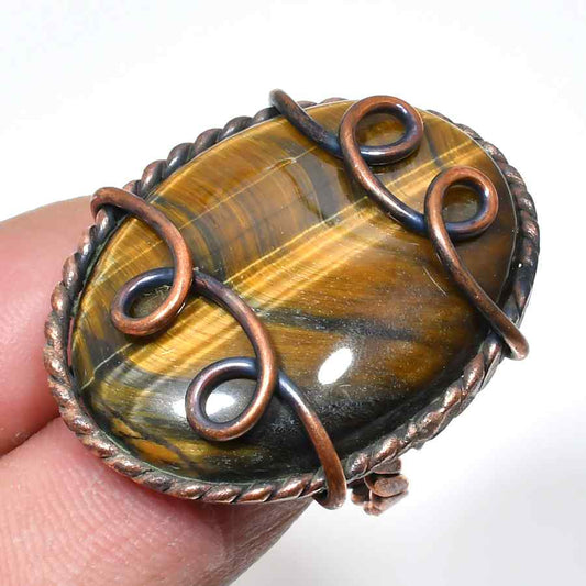 Auric Roar – Tiger’s Eye Copper Ring