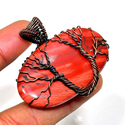 Ember’s Embrace – Red Jasper Copper Pendant