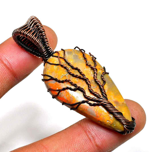 Amber Embrace – Antiqued Copper Amber Pendant