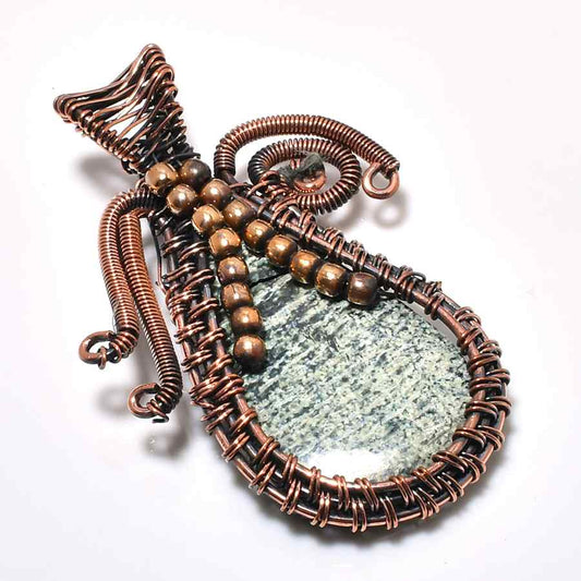 Terra’s Balance – Copper-Wrapped Gemstone Pendant