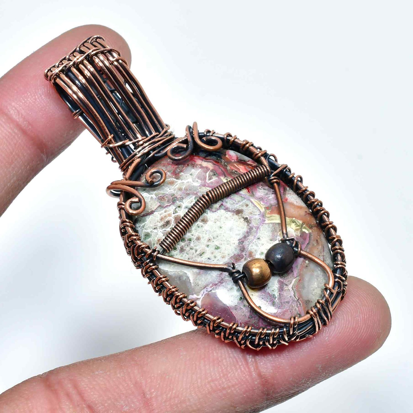 Serenity’s Embrace – Natural Stone Copper Pendant