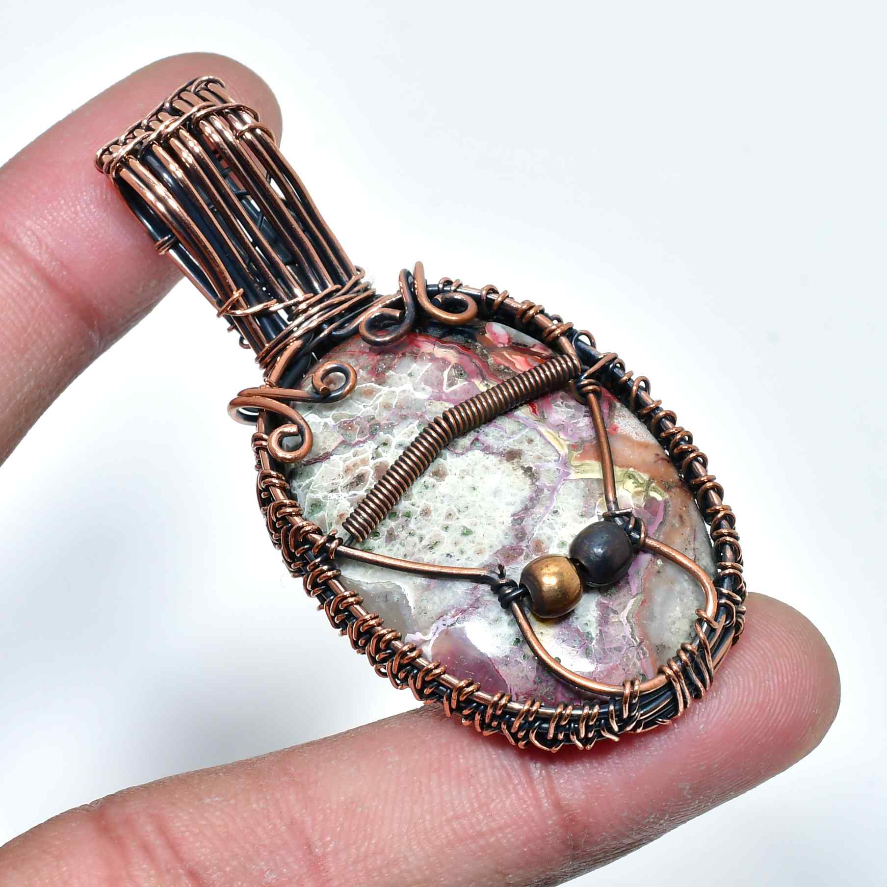 Serenity’s Embrace – Natural Stone Copper Pendant