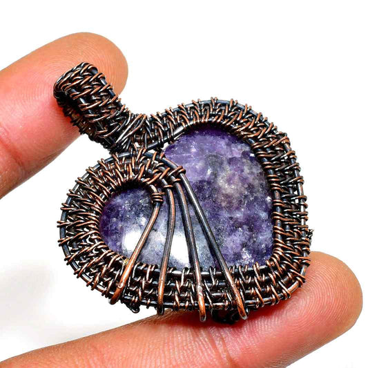 Ezra’s Veil – Oxidized Copper Amethyst Pendant
