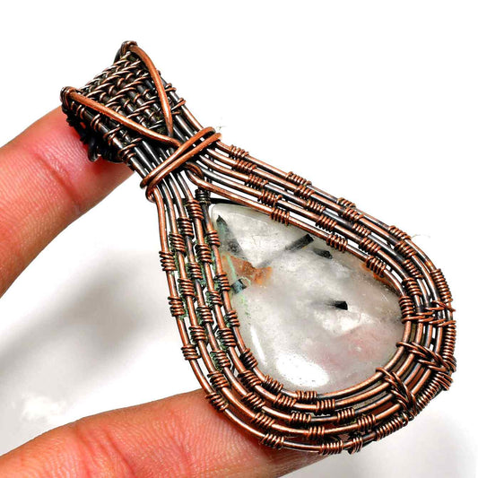 Ethereal Drop – Raw Quartz & Copper Pendant