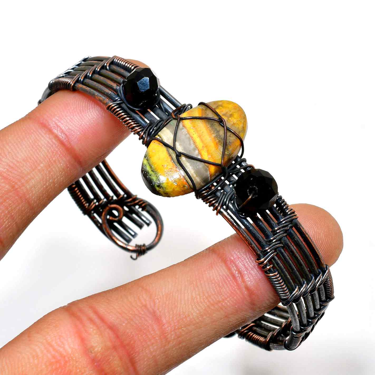 Gaia’s Harmony – Copper-Wrapped Natural Stone Bracelet