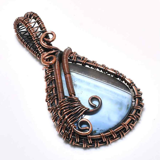 Celestial Drop – Blue Agate Copper Pendant