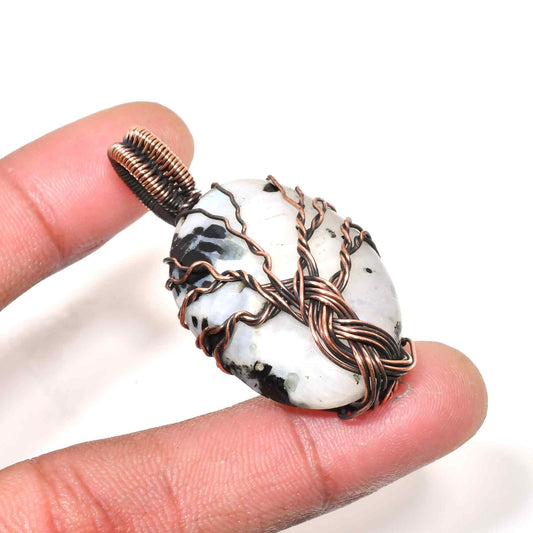 Gaia’s Grove – White Marble & Copper Tree of Life Pendant