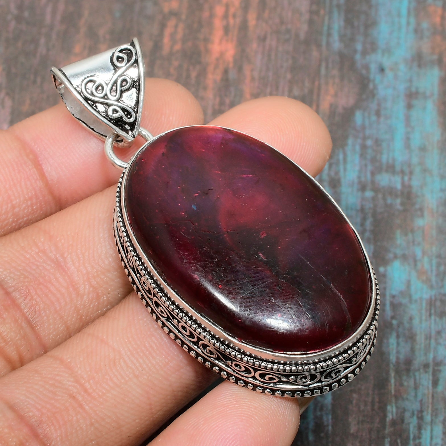 Scarlet Blaze – Ruby & Silver Pendant