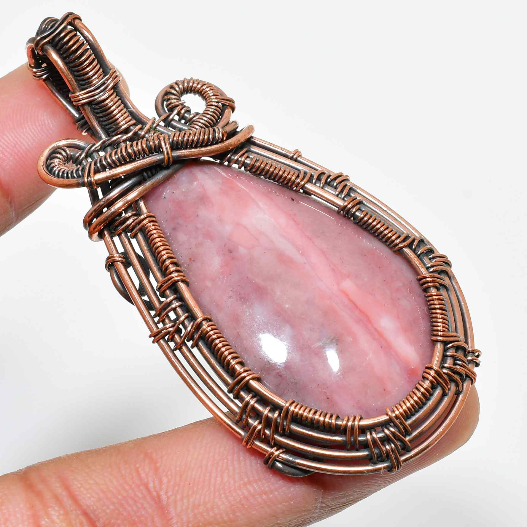 Rose of Compassion – Rhodonite Copper Pendant