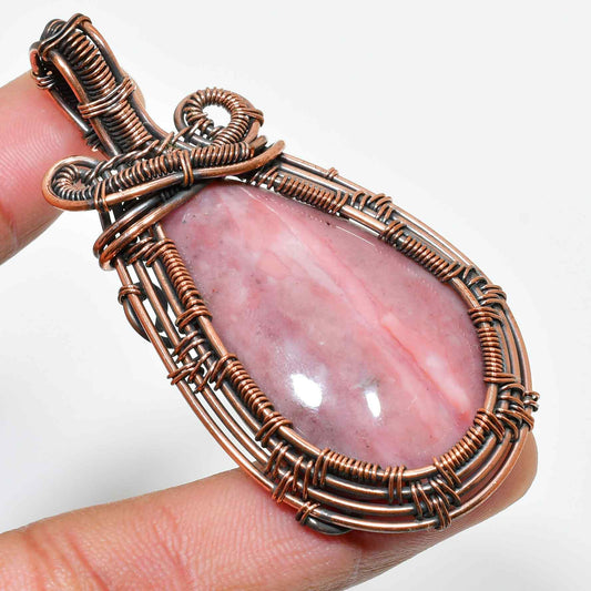 Rose of Compassion – Rhodonite Copper Pendant